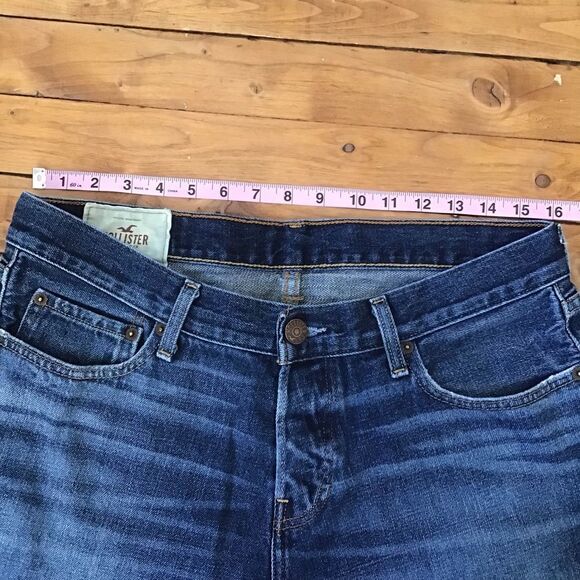 HOLLISTER Men’s Jeans 33 Straight Leg Blue Distressed Denim 100% Cotton - Picture 9 of 13